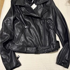 DKNY Black Faux Leather Jacket size XS